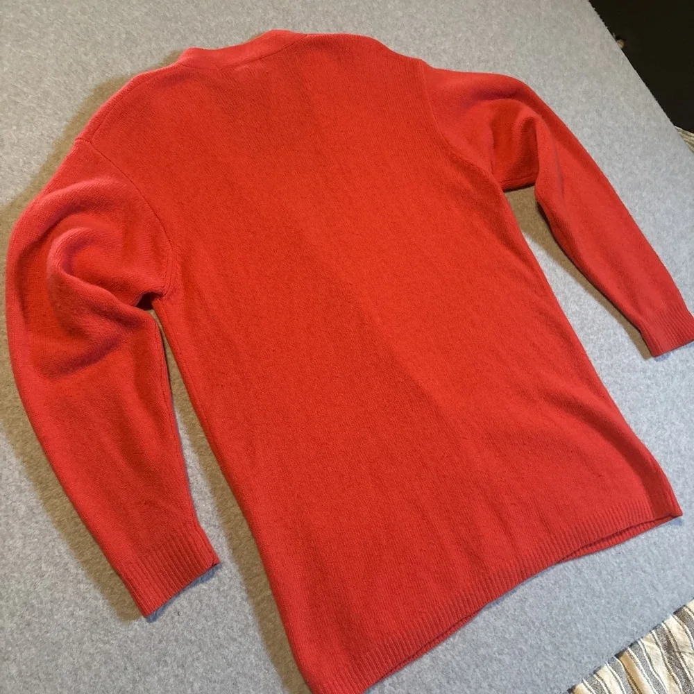 Casual Corner 100% Lambs Wool Red Cardigan Sweater Men's L Button Up‎ W/ Pockets
